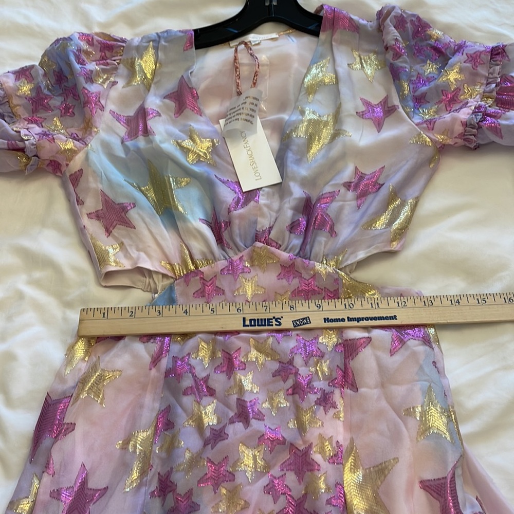 NWT LoveShackFancy Aneesha dress multi-sized lurex star print - Picture 12 of 12